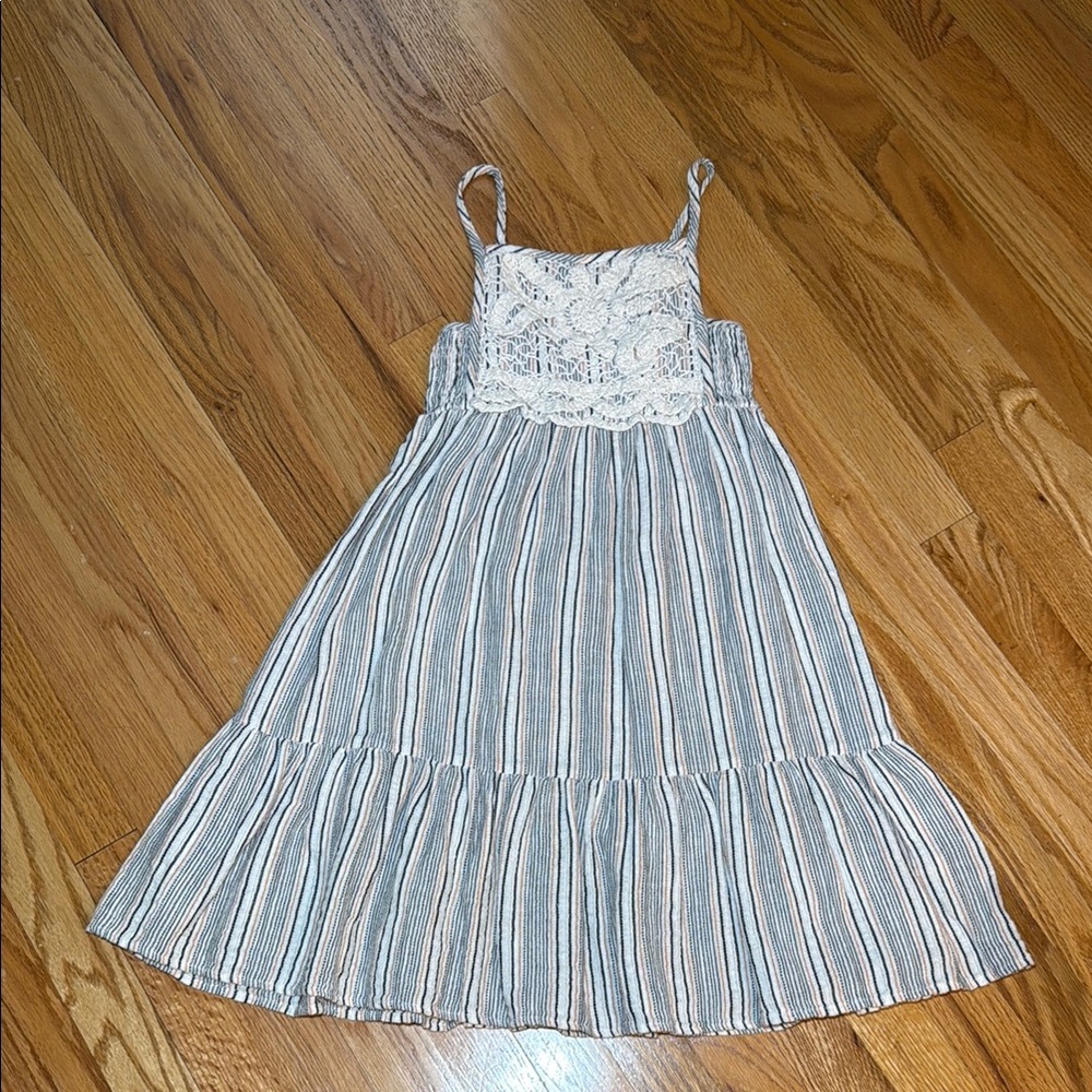 Zara Blue and White Striped Kids Dress